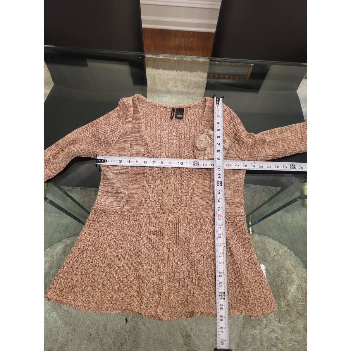 New Directions Cardigan Sweater Women's SZ XL Brown Button Front Deep V-Neck