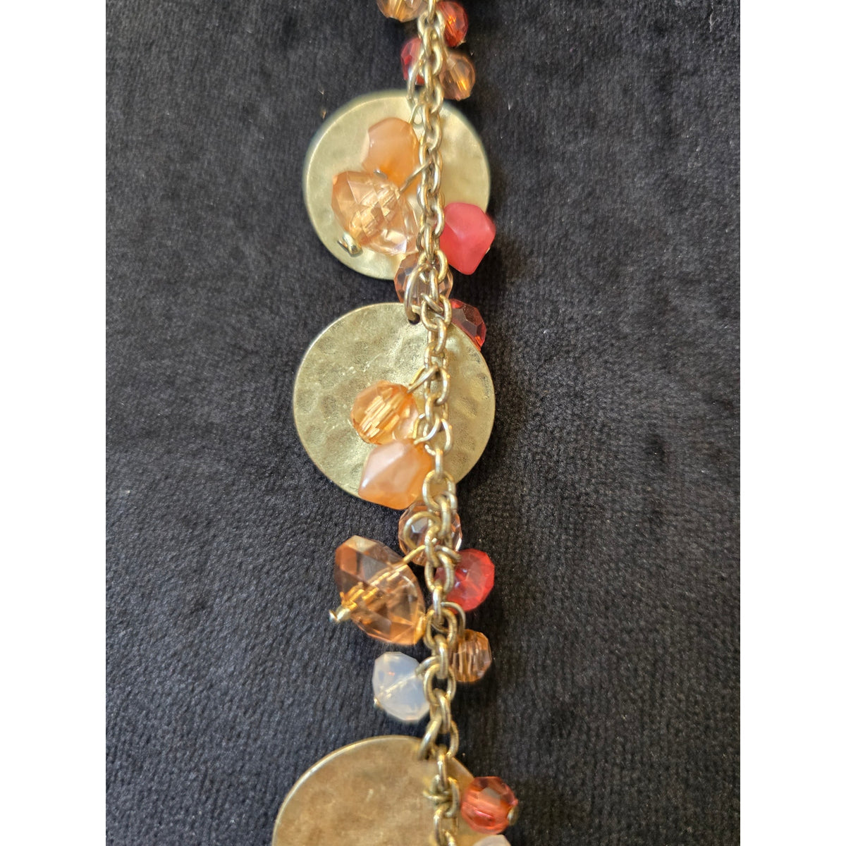 Chico's Women's Gold Tone Charm Necklace Beaded Statement Fashion Jewelry
