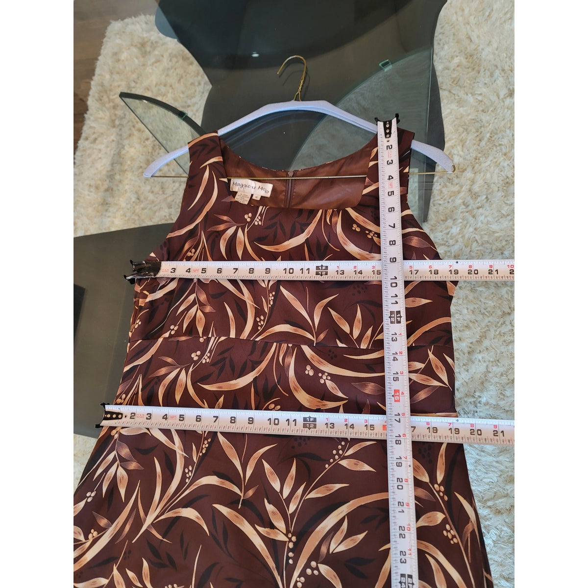 Maggie and Me Dress Women's 16 Brown Sleeveless Floral Maxi Polyester
