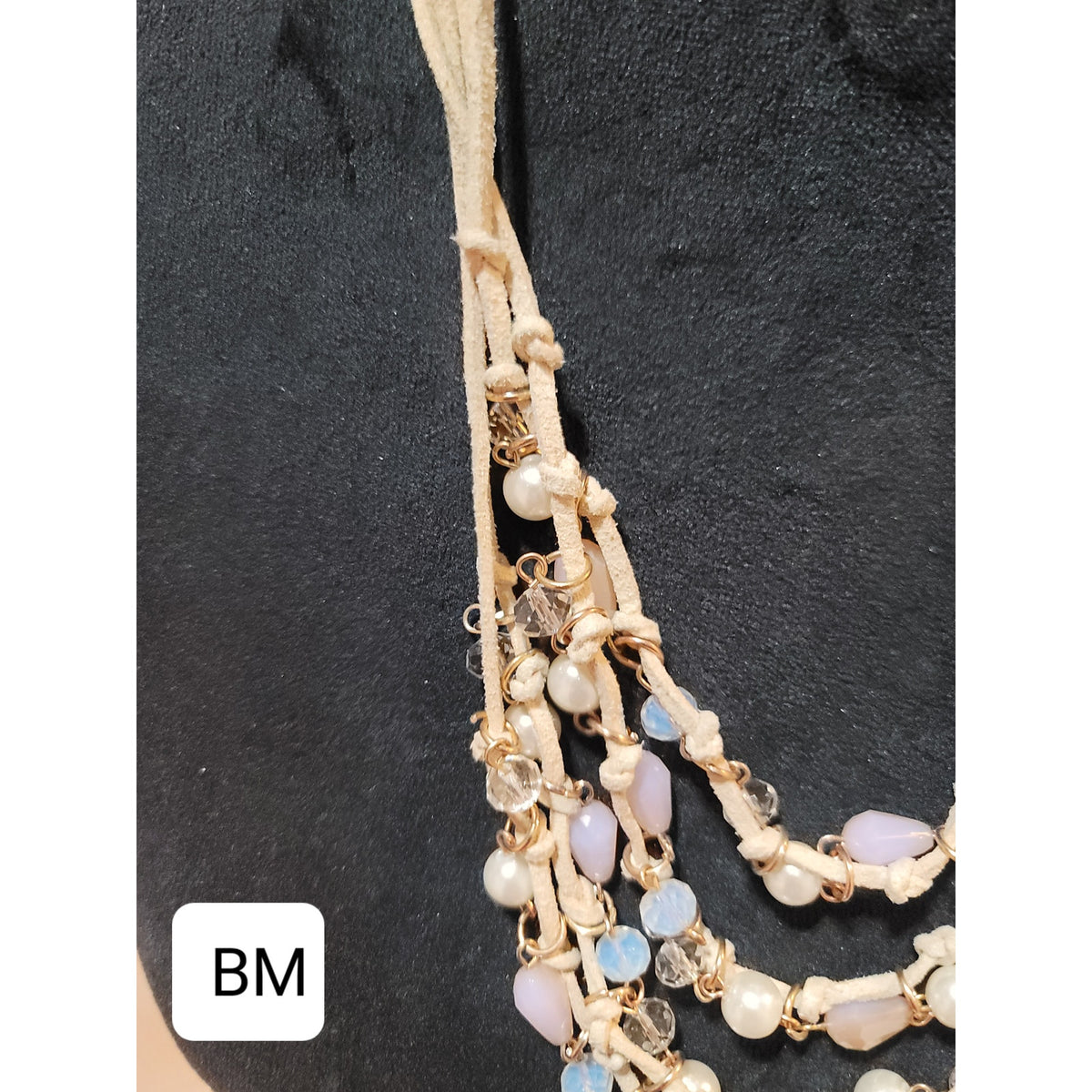 Women's Multi Layer Beaded Necklace With Lobster Clasp And Pearl Crystal Accents