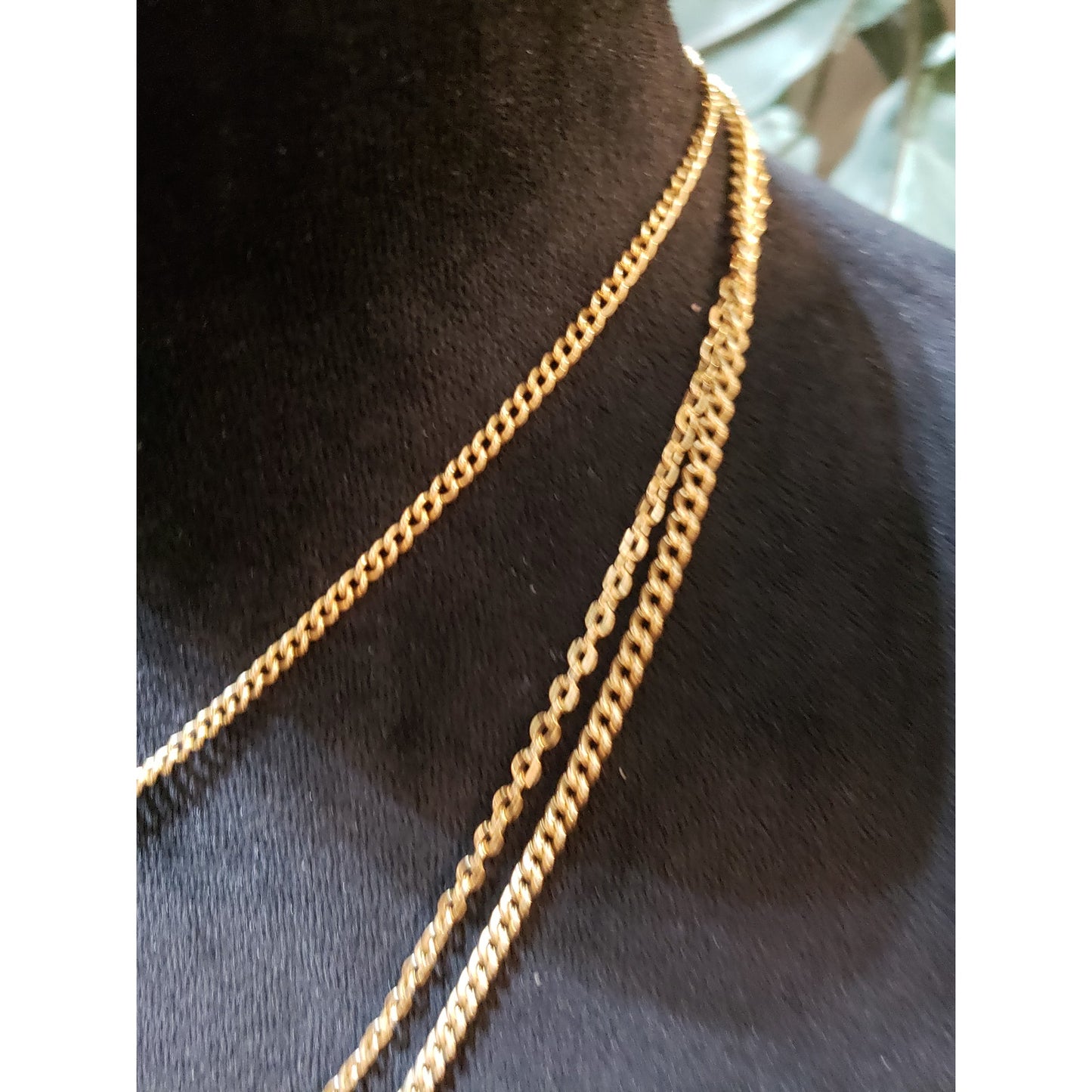 Womens Fashion 3 Strand Gold Plated Chains Twice Mini Pendant Necklace Jewelry