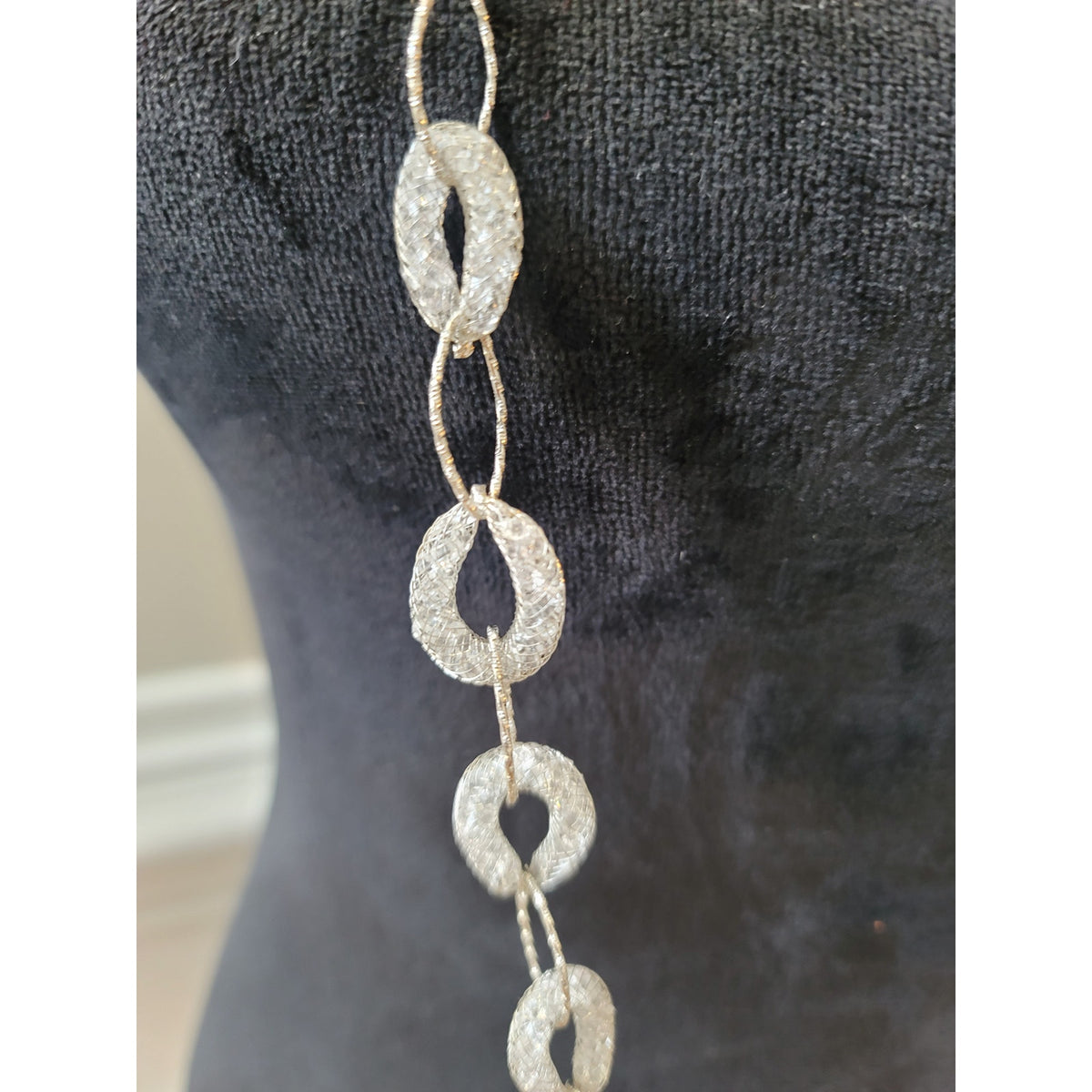 Women's Long Textured Oval Link Necklace with Lobster Claw Lock Elegant Design