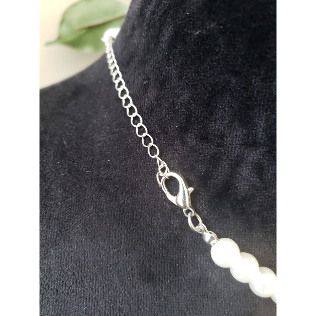 Womens Fashion Ivory Faux Pearl Chain Crystal Teardrop Pendant Necklace Jewelry