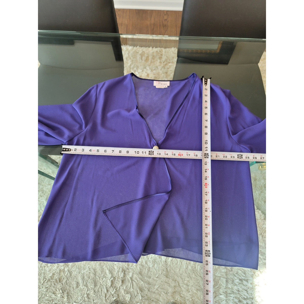 EY Boutique Skirt Suit Women's SZ 18 purple Rhinestone Button Front Back Zipper
