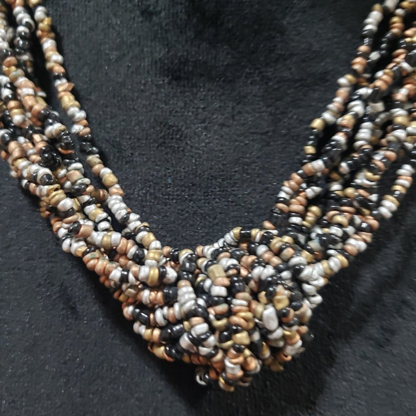 Womens Fashion Multi Strand Multicolor Glass Seed Beaded Choker Necklace