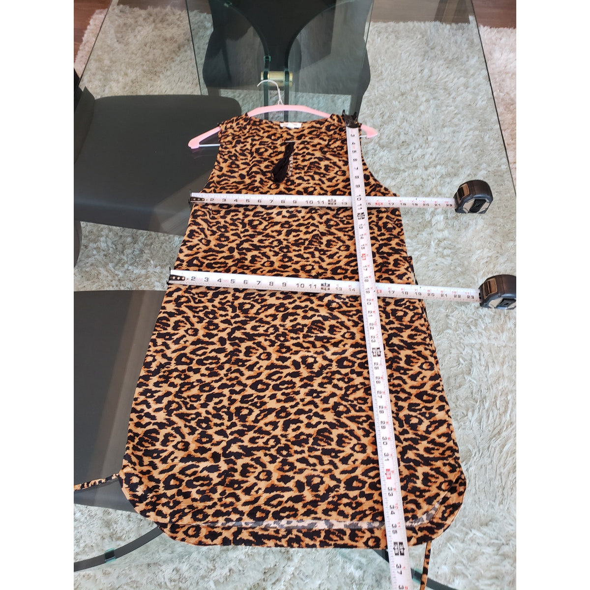 Beachlunchlounge Dress Women Medium Brown Black Leopard Print Sleeveless Tie