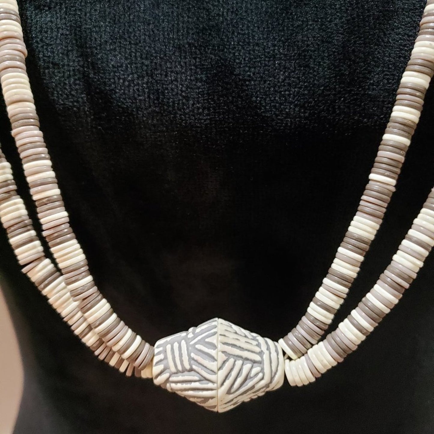 Womens Fashion Chunky Double Strand Elegant Brown White Beaded Long Necklace