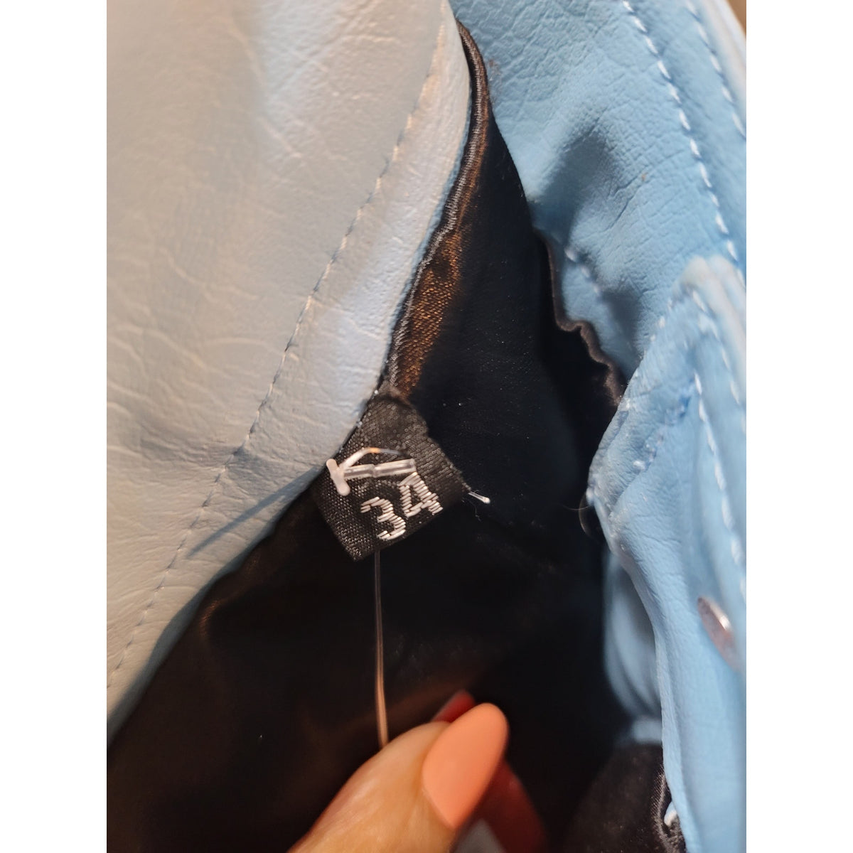 Merci Leather Cargo Pants Women's Size 34 (M) Light Blue Slim Fit Side Pockets