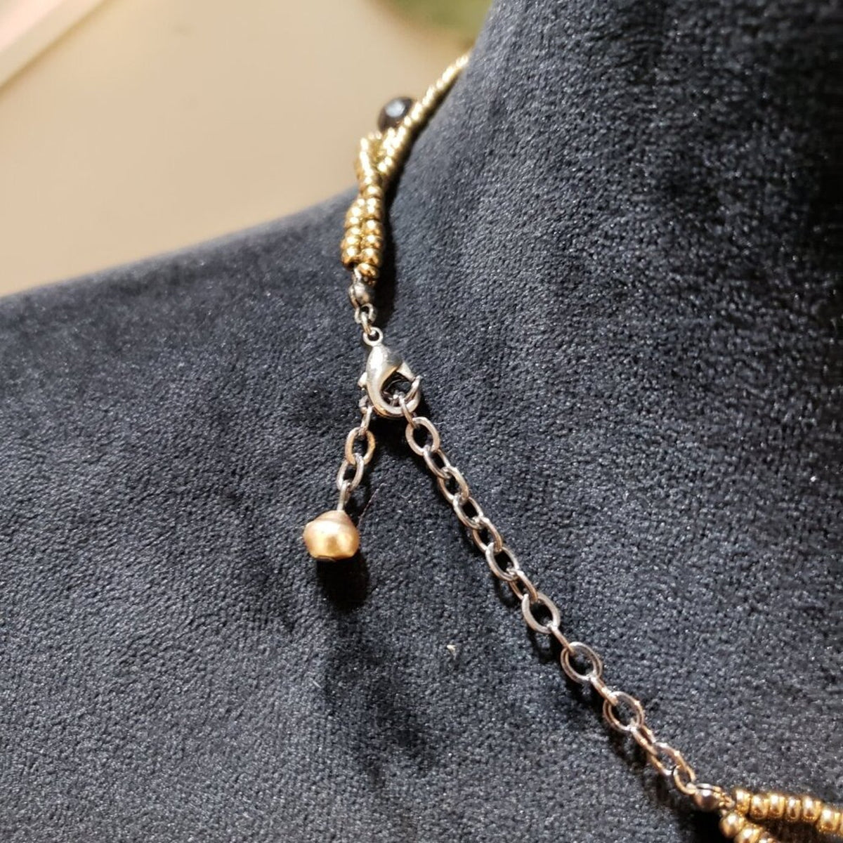 Womens Fashion Gold Faux Pearl Beaded Necklace Jewelry with Lobster Clasp