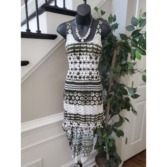 Merona Women's Green & White Rayon Scoop Neck Sleeveless Long Maxi Dress Size XS