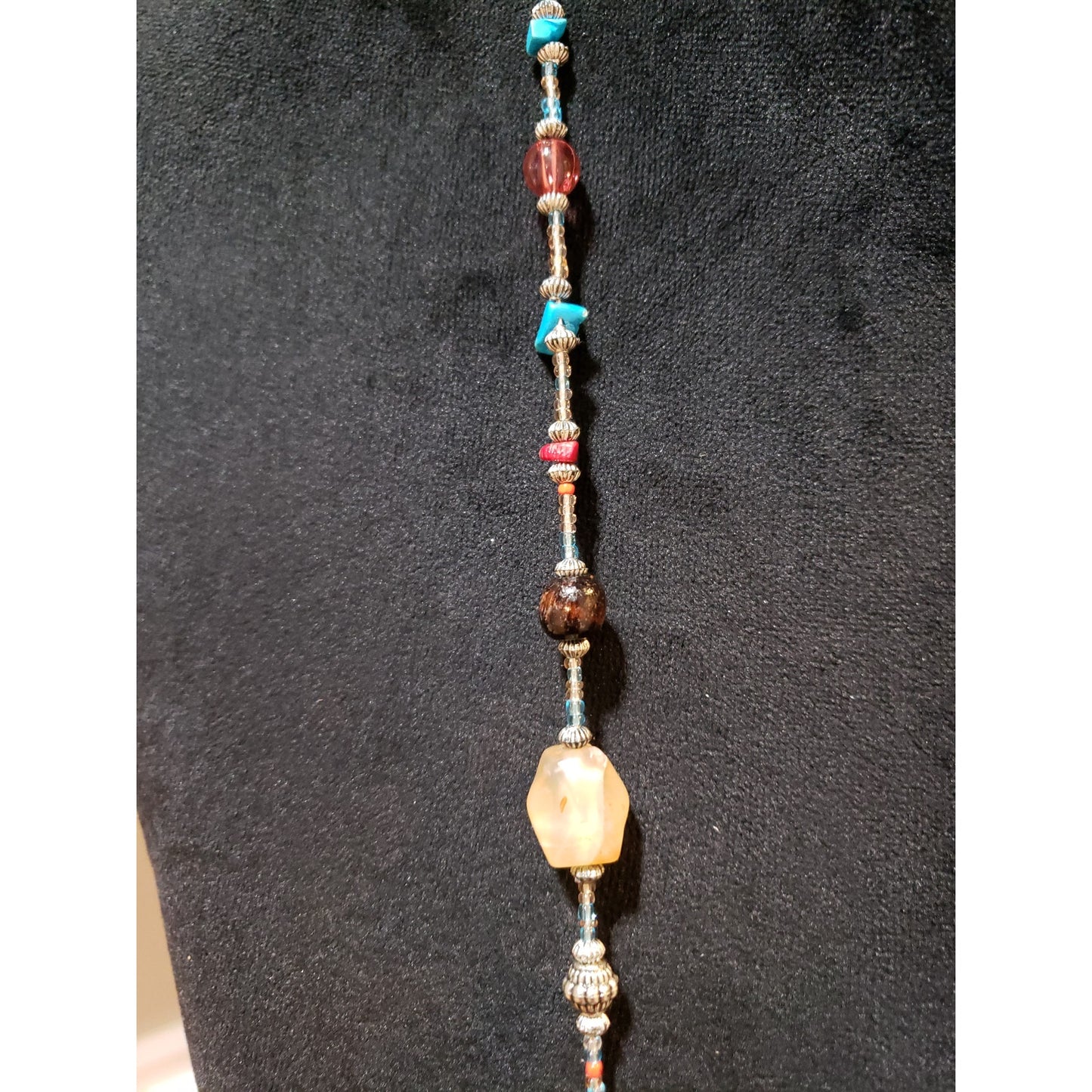Womens Fashion Colorful Natural & Glass Beads Haematite Spacers Long Necklace