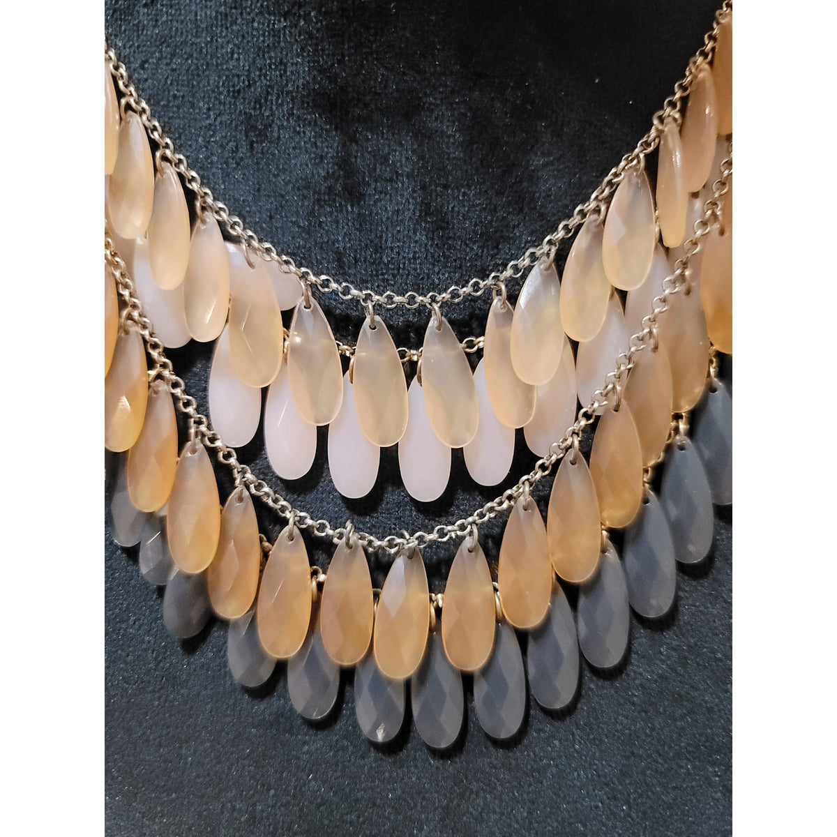 Women's Layered Teardrop Beaded Statement Necklace with Lobster Clasp Jewelry