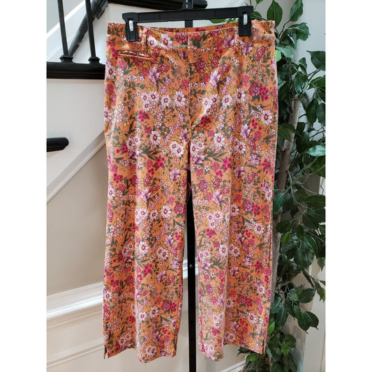 Adyson Parker Women's Multicolor Floral Cotton Casual Wide Leg Cropped Pants 10