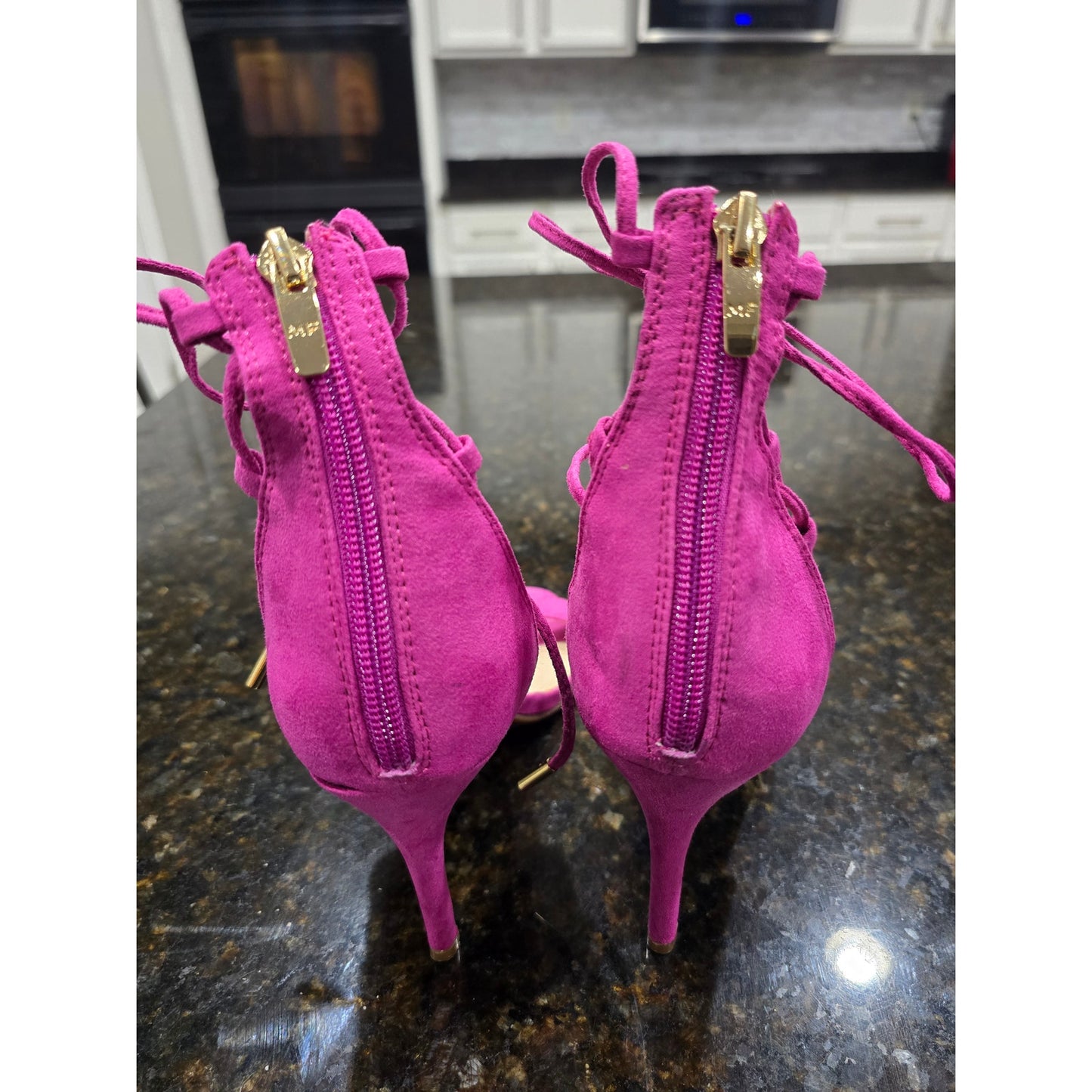 Marc Fisher Heels Women's Size 7 Pink Suede Lace Up Strappy Stiletto High Heel