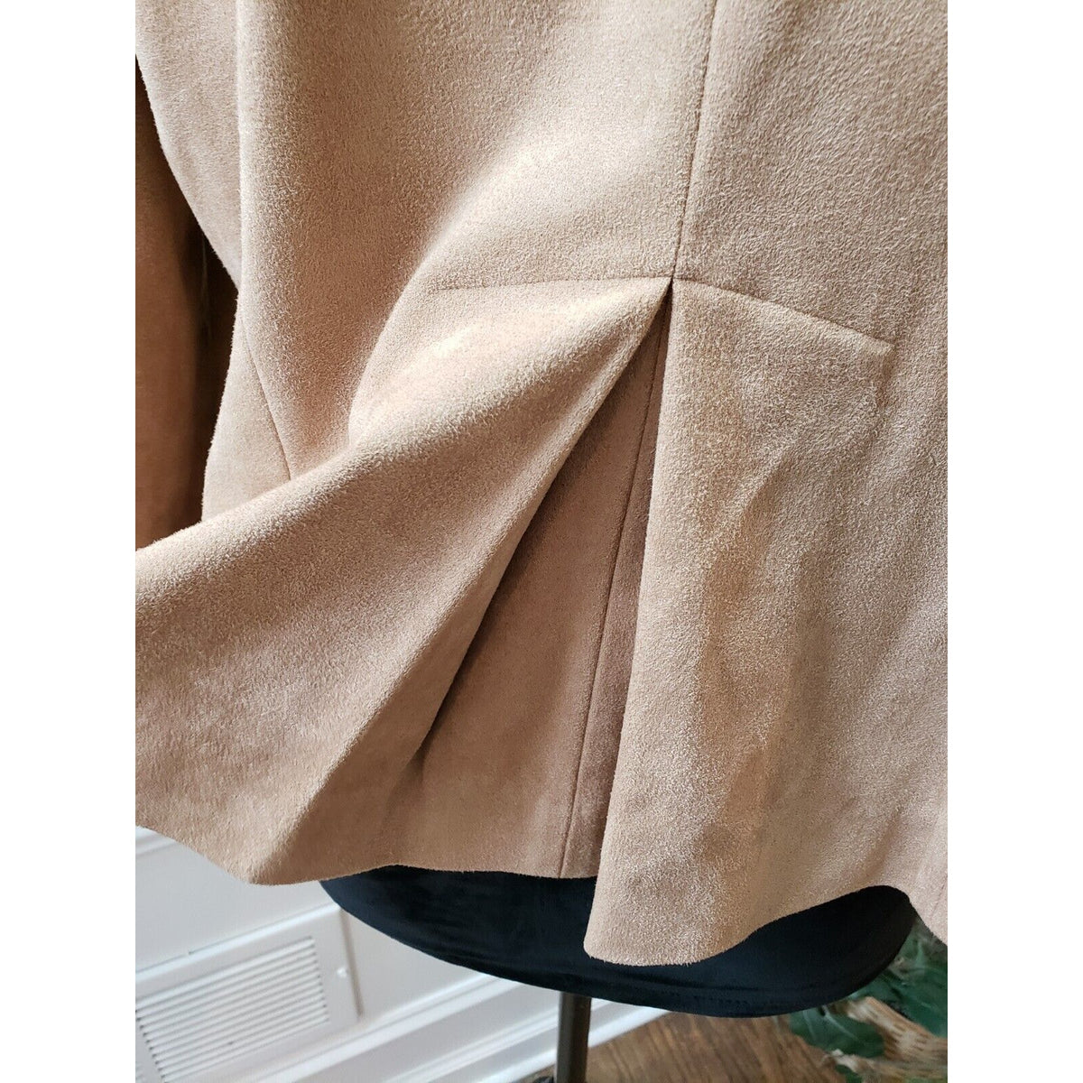 Chico's Black Label Womens Tan Faux Suede Flap Pockets Snap Front Jacket Size M