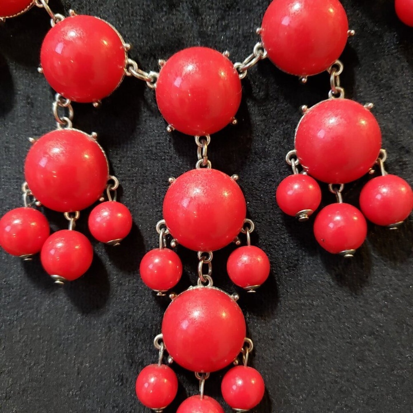 Womens Red Rhinestone Silver Tone Chain Necklace Jewelry with Lobster Clasp