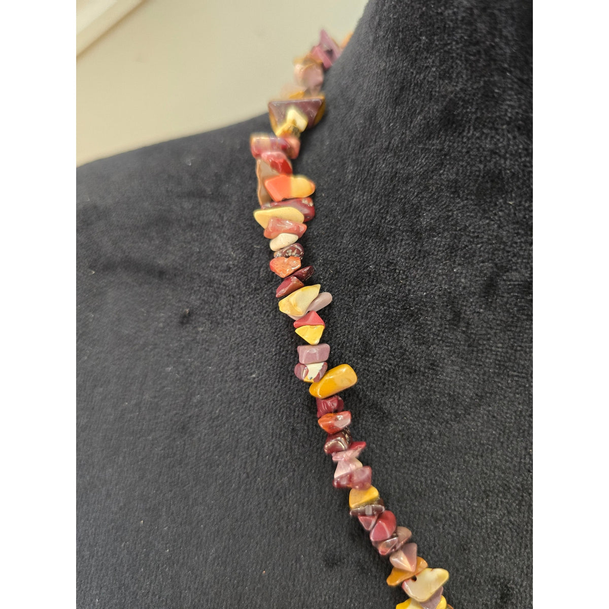 Multicolor Stone Chip Beaded Necklace Boho Statement Jewelry