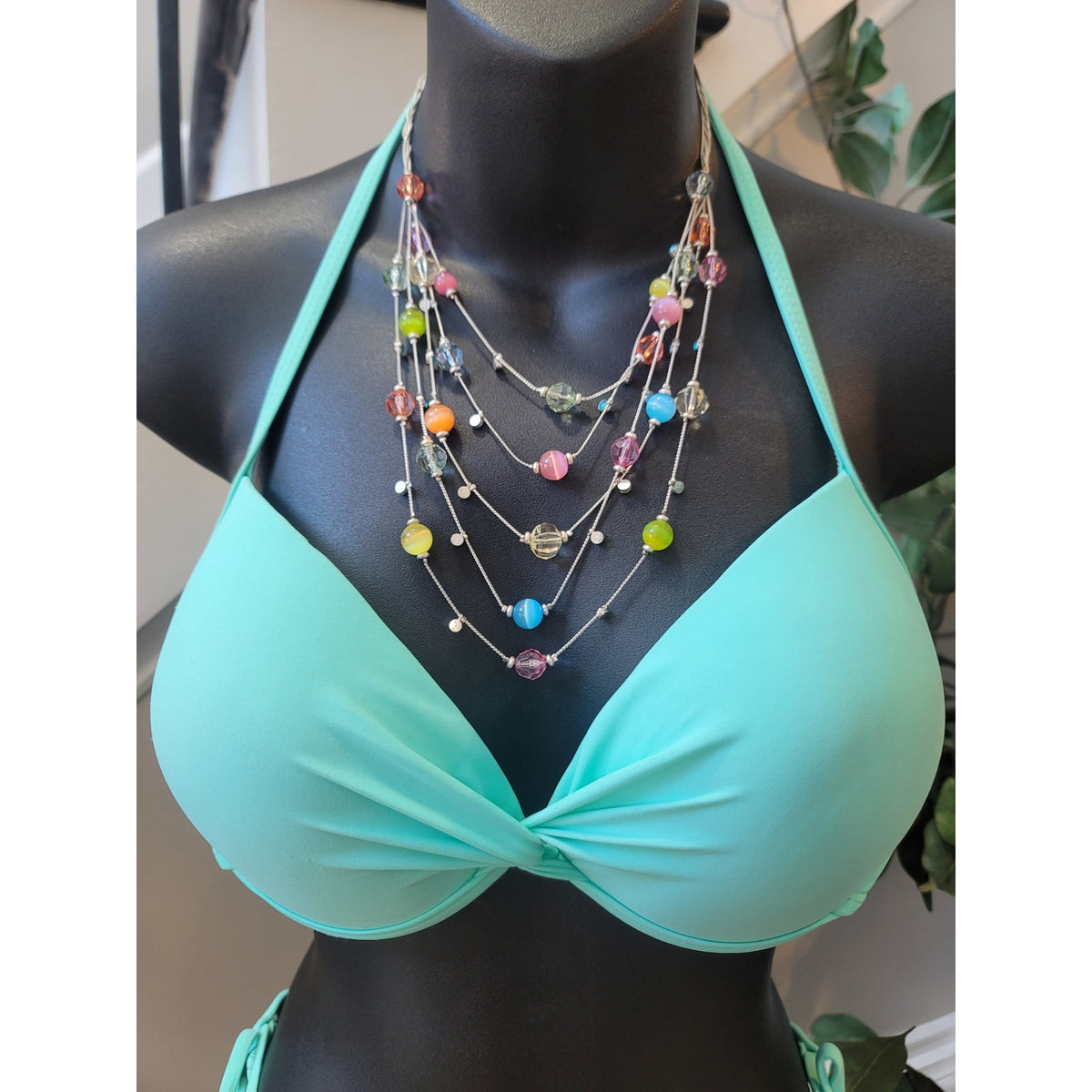 Endless Sun Bikini Set Women Large Teal Side Tie Cheeky Bottoms Twist Front
