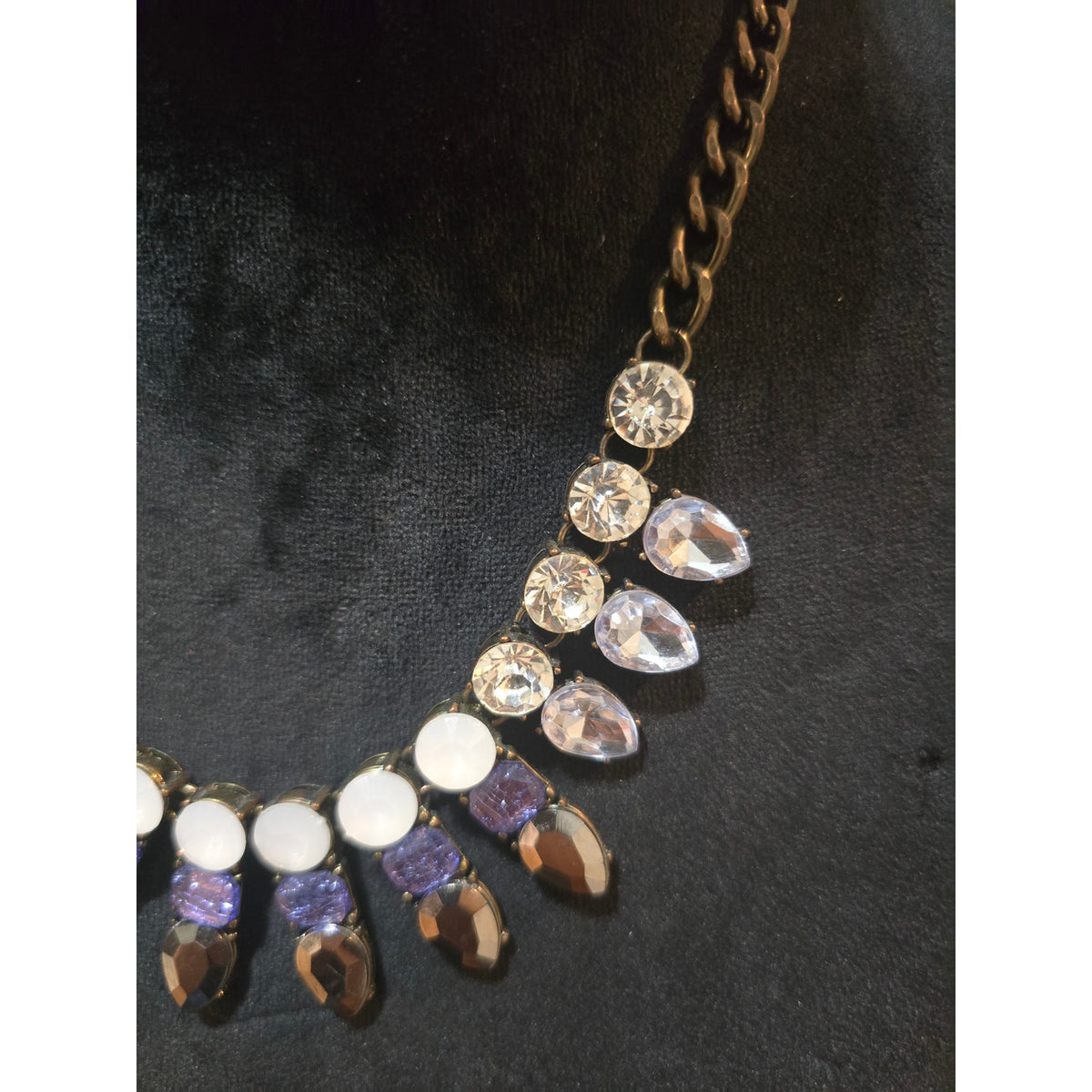 Women's Silver Tone Rhinestone Drop Pendant Chain Necklace with Lobster Clasp