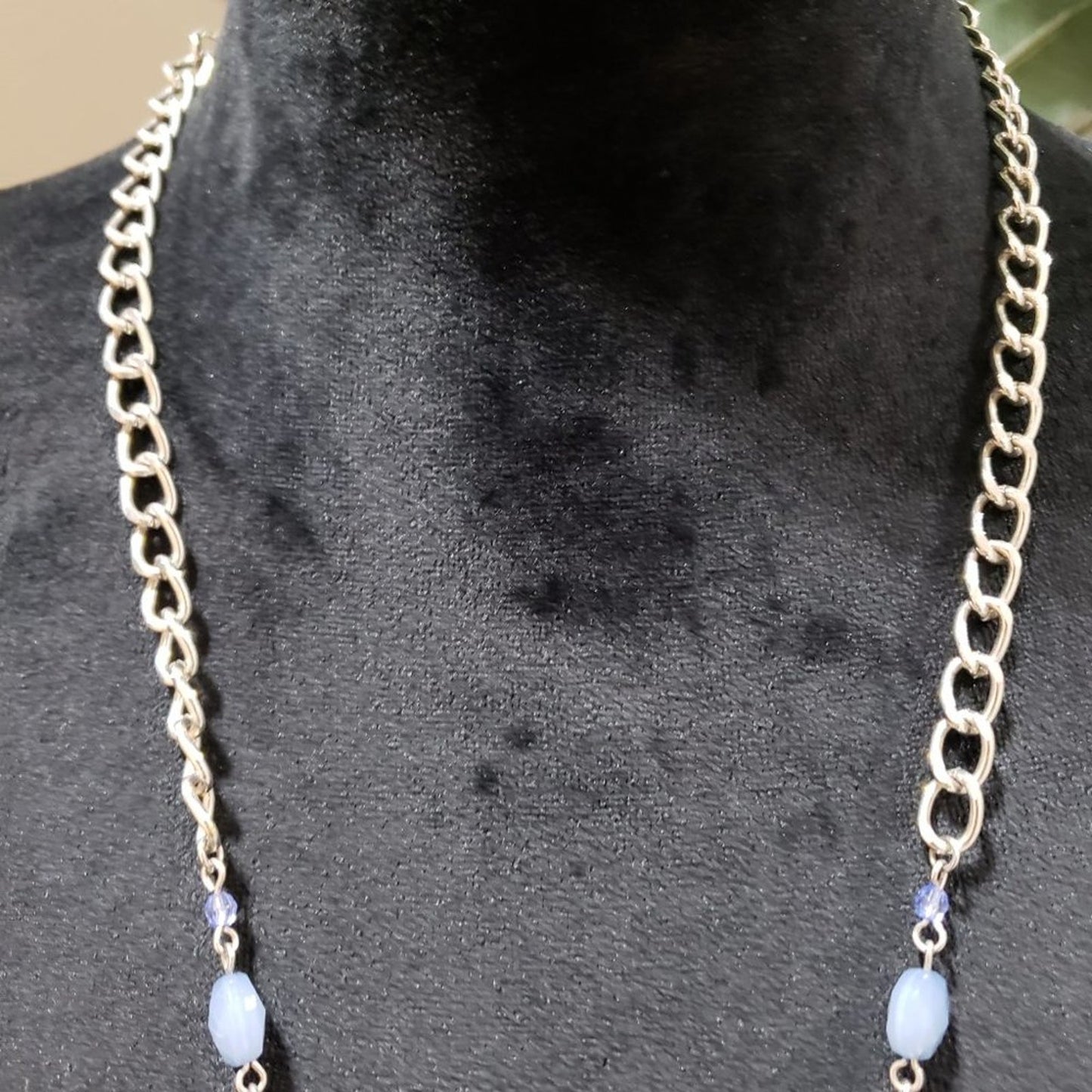 Womens Lapis Lazuli Silver Round Pendant Necklace with Lobster Clasp