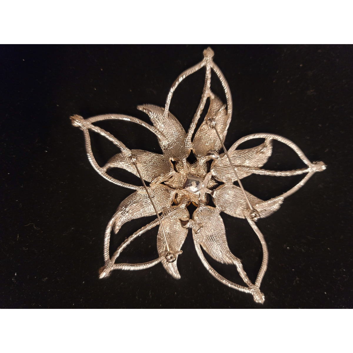 Sparkling Rhinestone Flower Brooch Statement Pin Vintage Inspired Jewelry