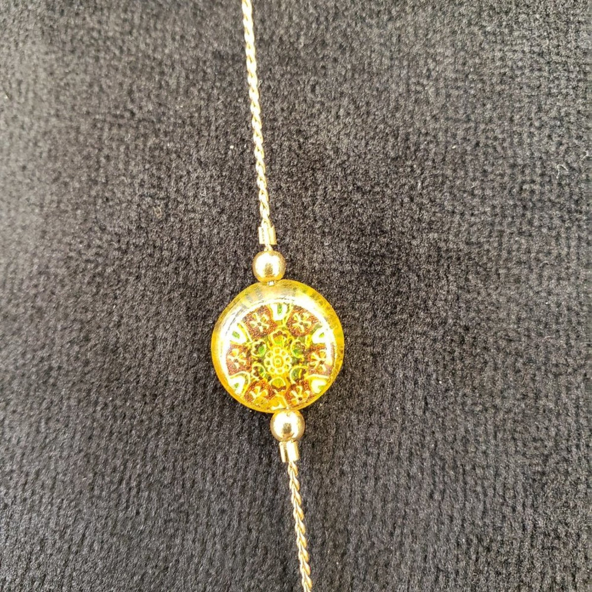 Womens Fashion Yellow Amber Beads Gold Tone Station Necklace Spring Ring Clasp