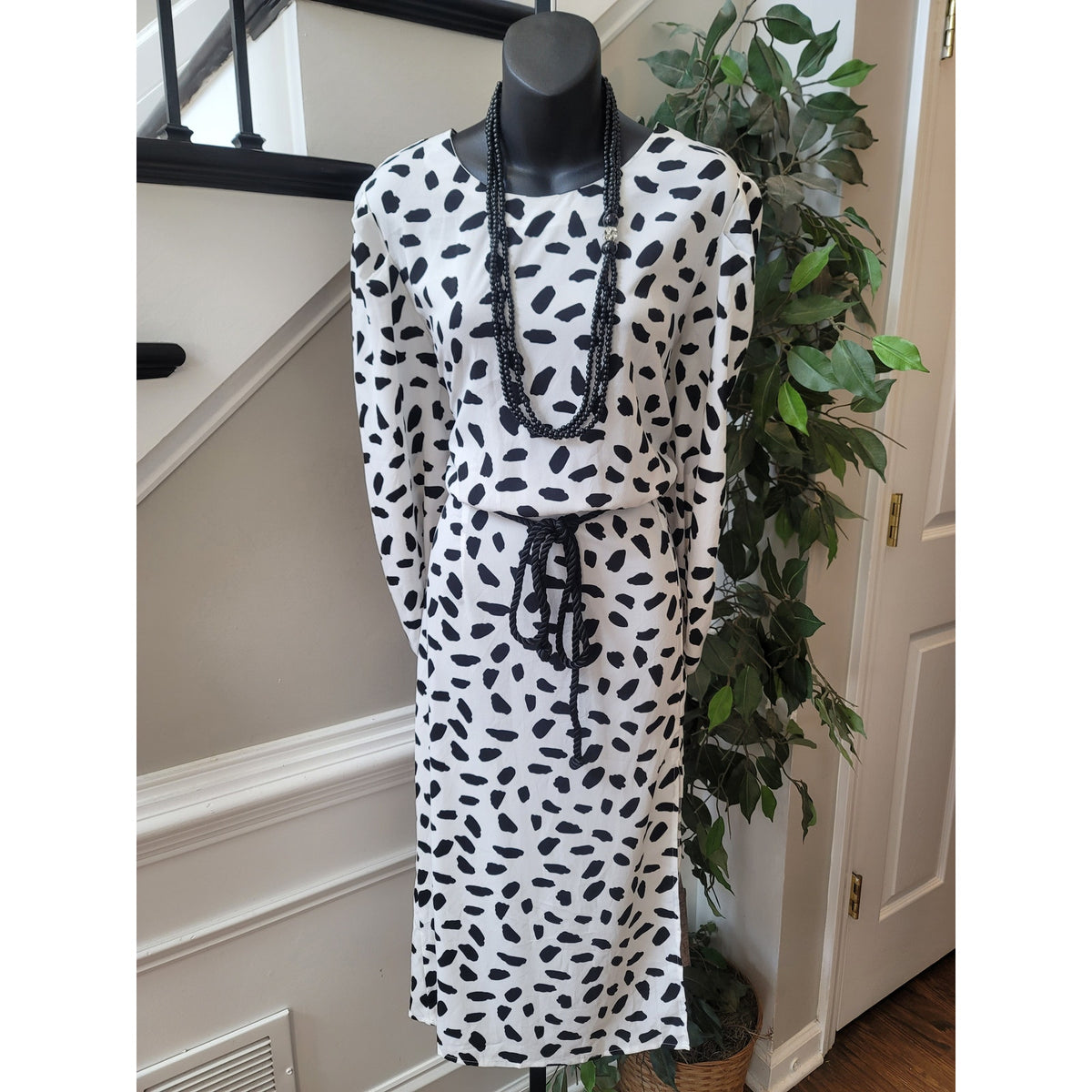 Pretty Little Thing Midi Dress Women's Size 14 Black White 100% Polyester