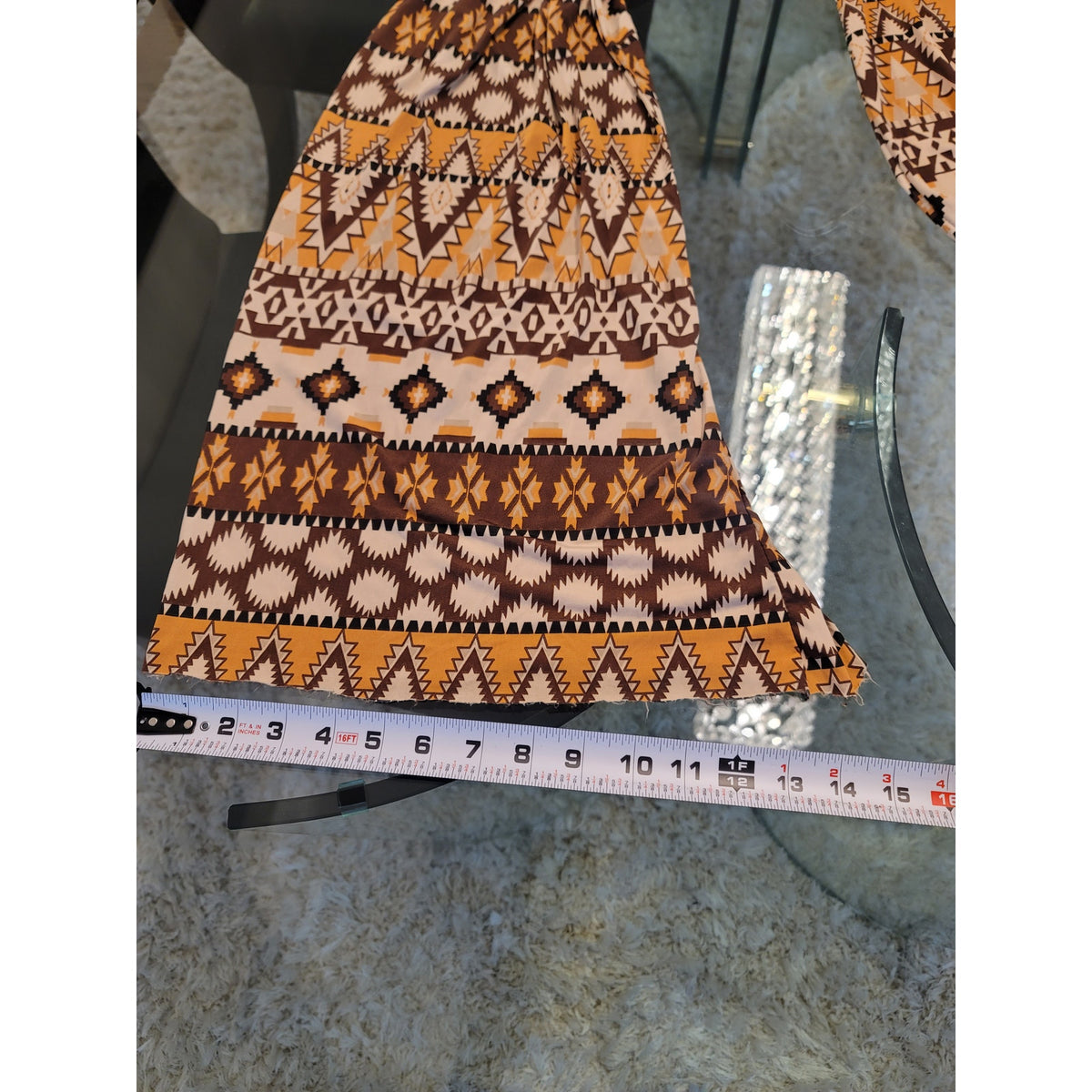 Los Angeles Apparel Palazzo Pants Women's SZ L Brown Aztec Tribal Print Wide Leg