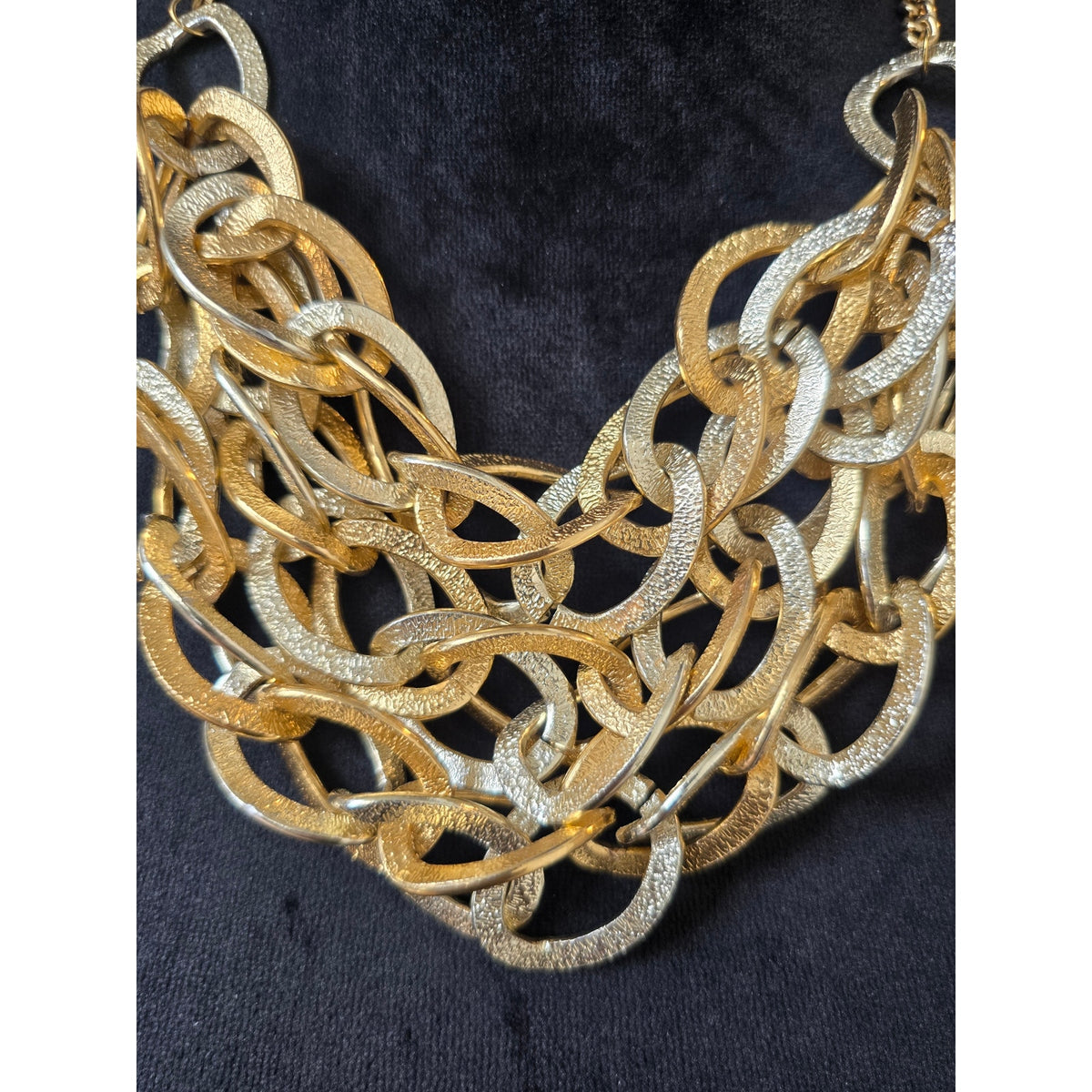 Gold Silver Multi Chain Statement Necklace
