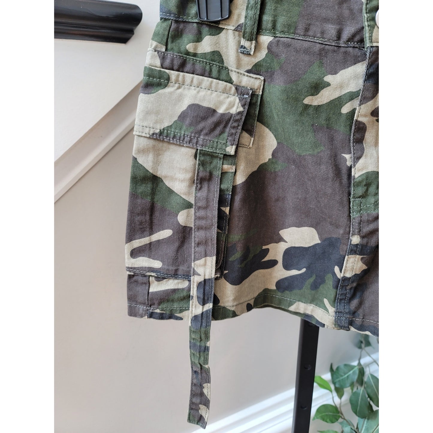 Cargo Skirt Women's Size Small Green Military Style Pockets Cotton Zipper