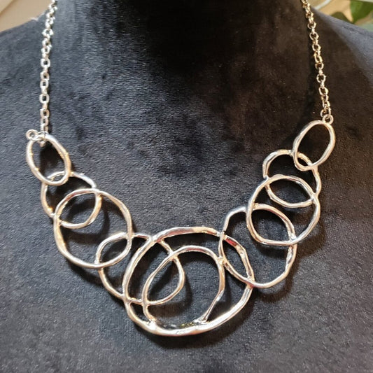 Womens Fashion Silver Tone Pop the Bubbly Necklace Jewelry with Lobster Clasp