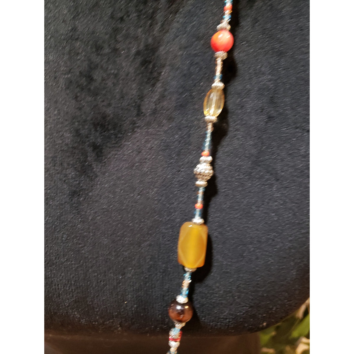 Womens Fashion Colorful Natural & Glass Beads Haematite Spacers Long Necklace