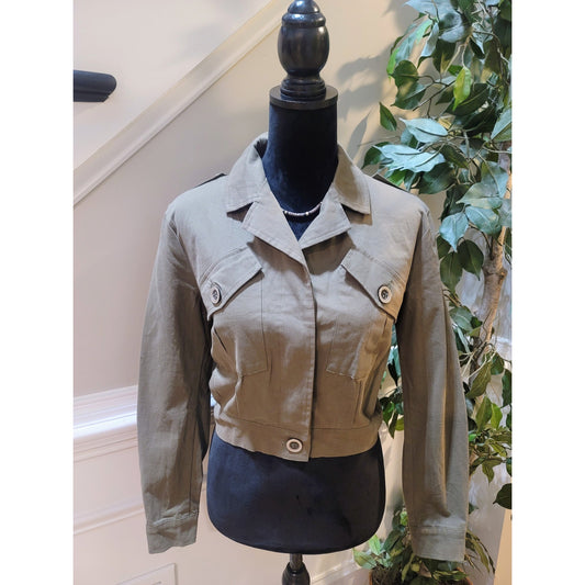 Dont Ask Why Military Jacket Women One Size Olive Green Button Front Long Sleeve