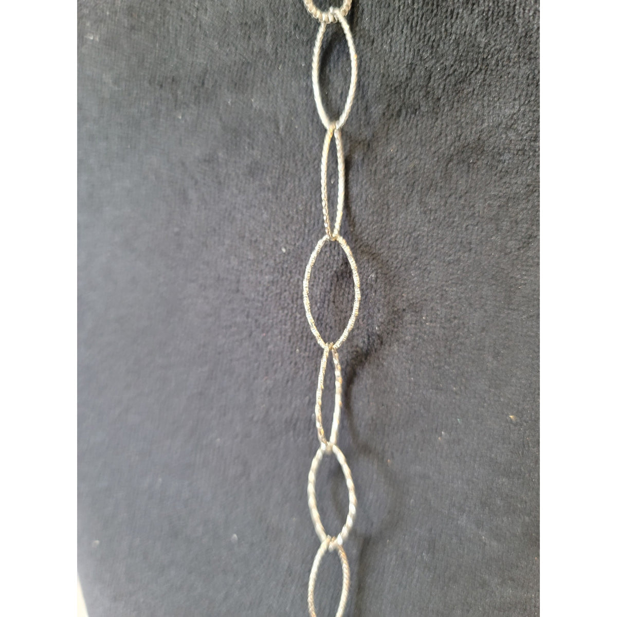Women's Long Textured Oval Link Necklace with Lobster Claw Lock Elegant Design