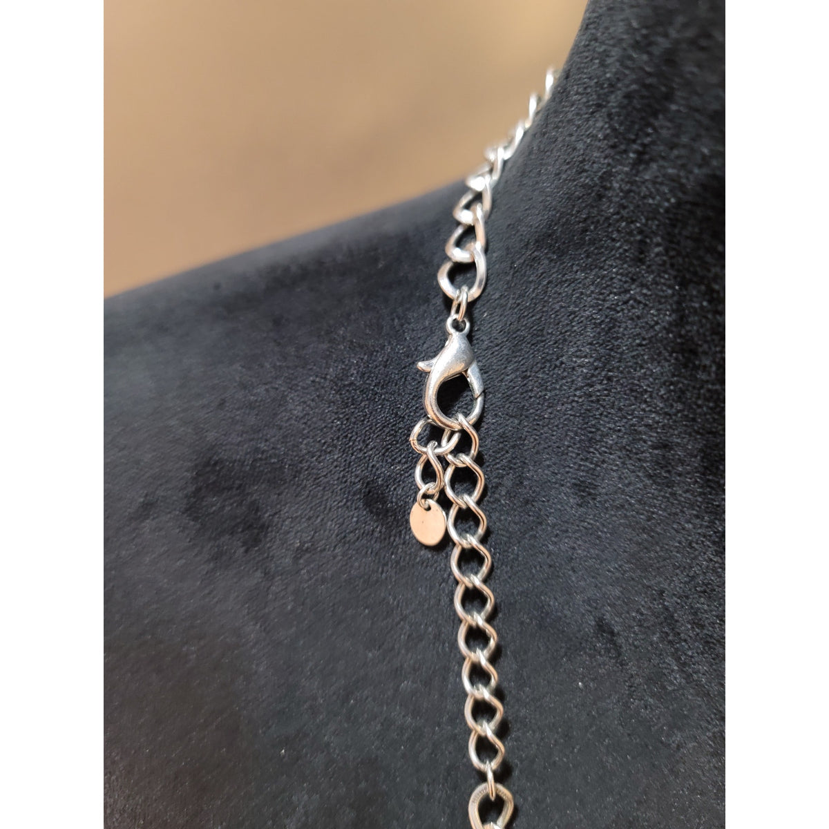 NY Women's Multi Strand Silver Chain Necklace Black Faceted Wire Wrapped Beads