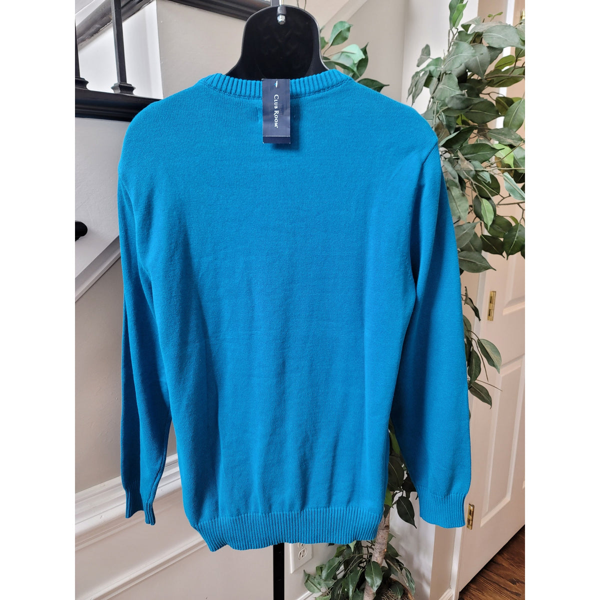 Club Room Sweater Men's Size Large Blue 100% Cotton Crew Neck Long Sleeves