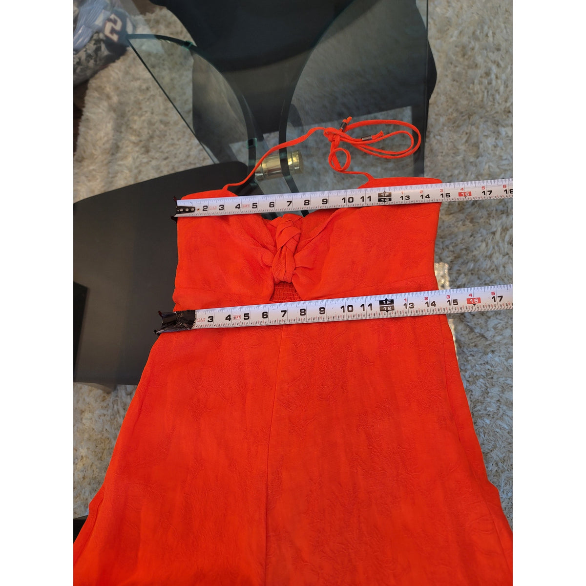 Anthropologie Elevenses Jumpsuit Women's Size US 8 Orange Halter Wide Leg Romper