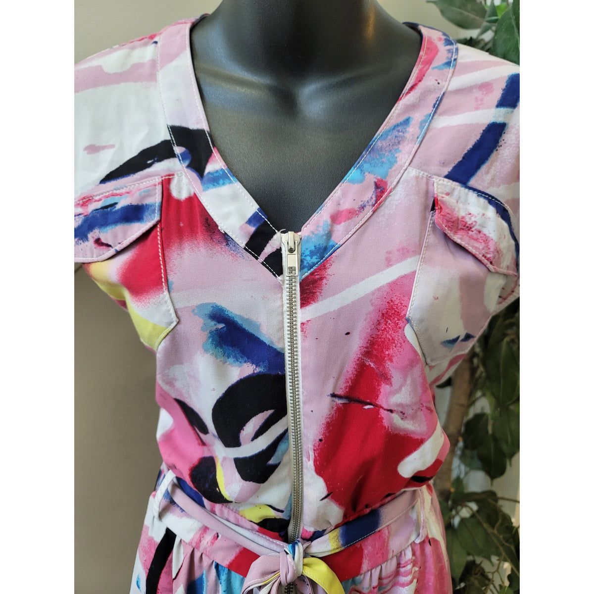 New York & Company Abstract Print Jumpsuit Women's Size Small Multicolor