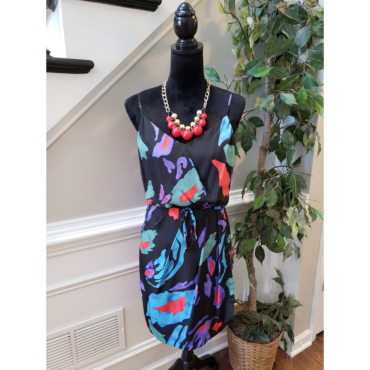 Cato Dress Women's 10 Black Multicolor Abstract Print Sleeveless Party Casual
