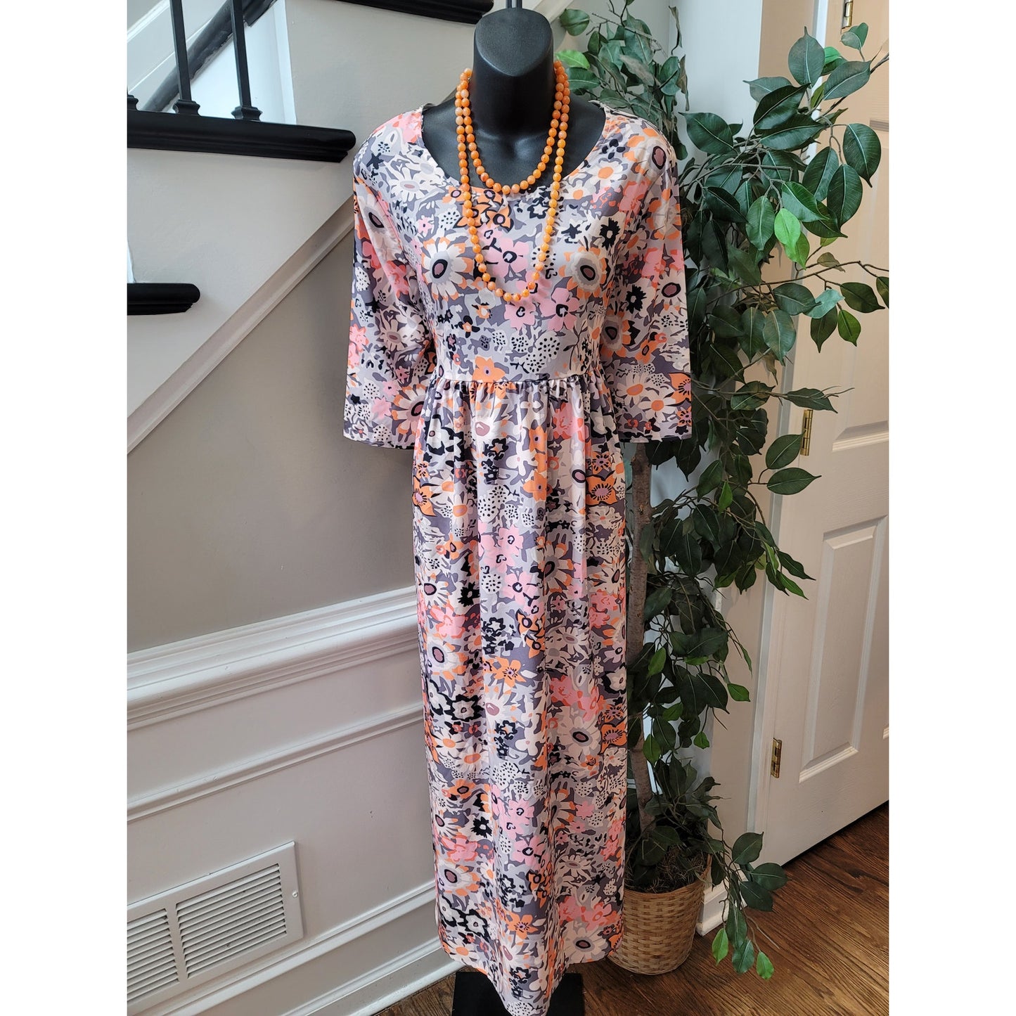 Made With Love Floral Maxi Dress Women Size L Multicolor Sustainable Boho