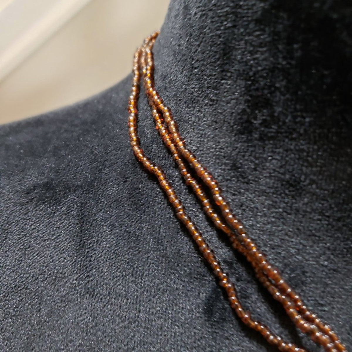 Women Fashion Triple Strand Seed Beaded Big Round Pendant Necklace with Lobster