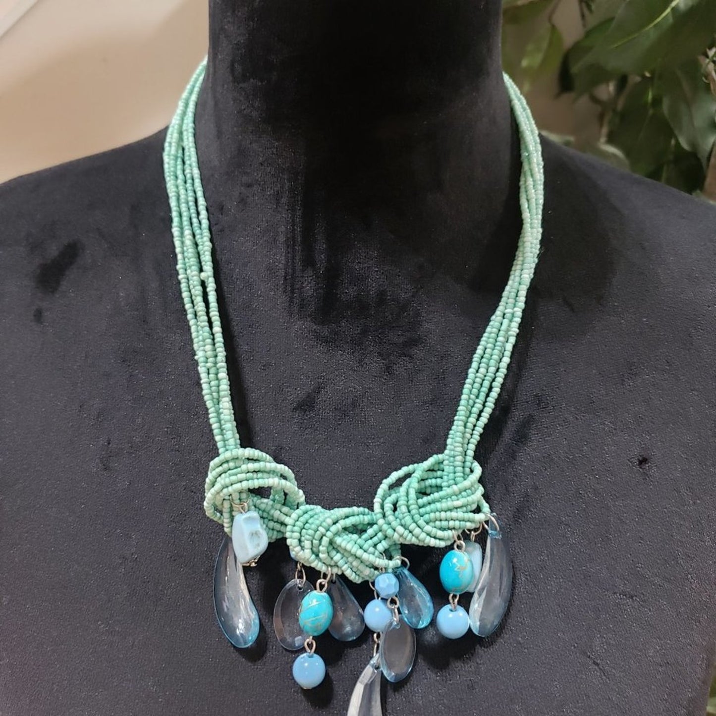 Womens Fashion Multistrand Beaded Dangle Beaded Necklace with Lobster Clasp