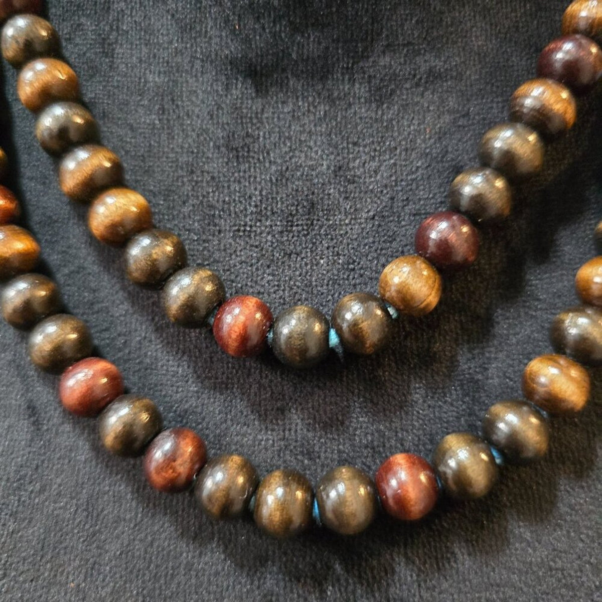 Womens Fashion Dark Brown Wooden Beaded 2 Layered Boho Necklace Jewelry