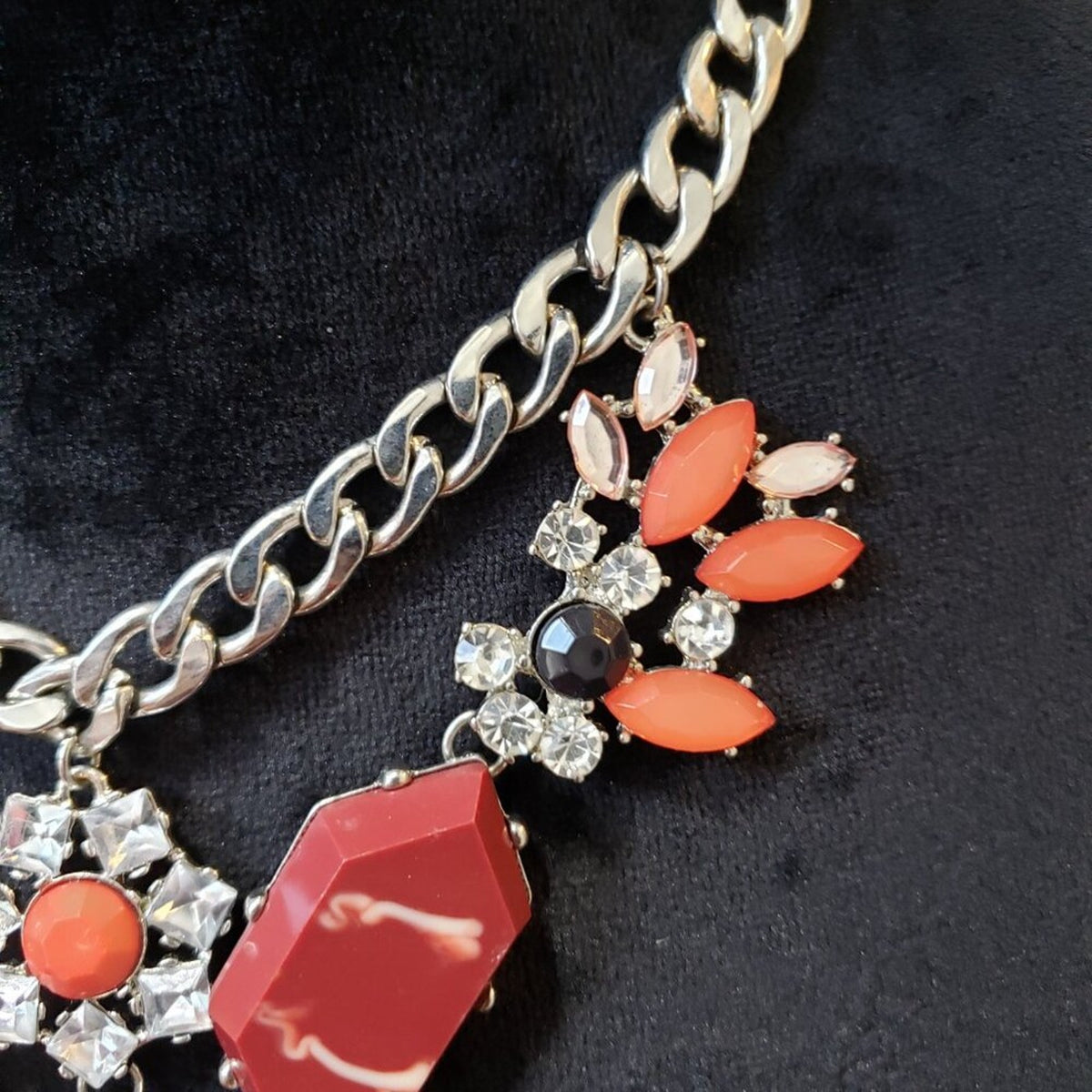 Womens Multicolor Beaded Silver Tone Chain Necklace Jewelry with Lobster Clasp