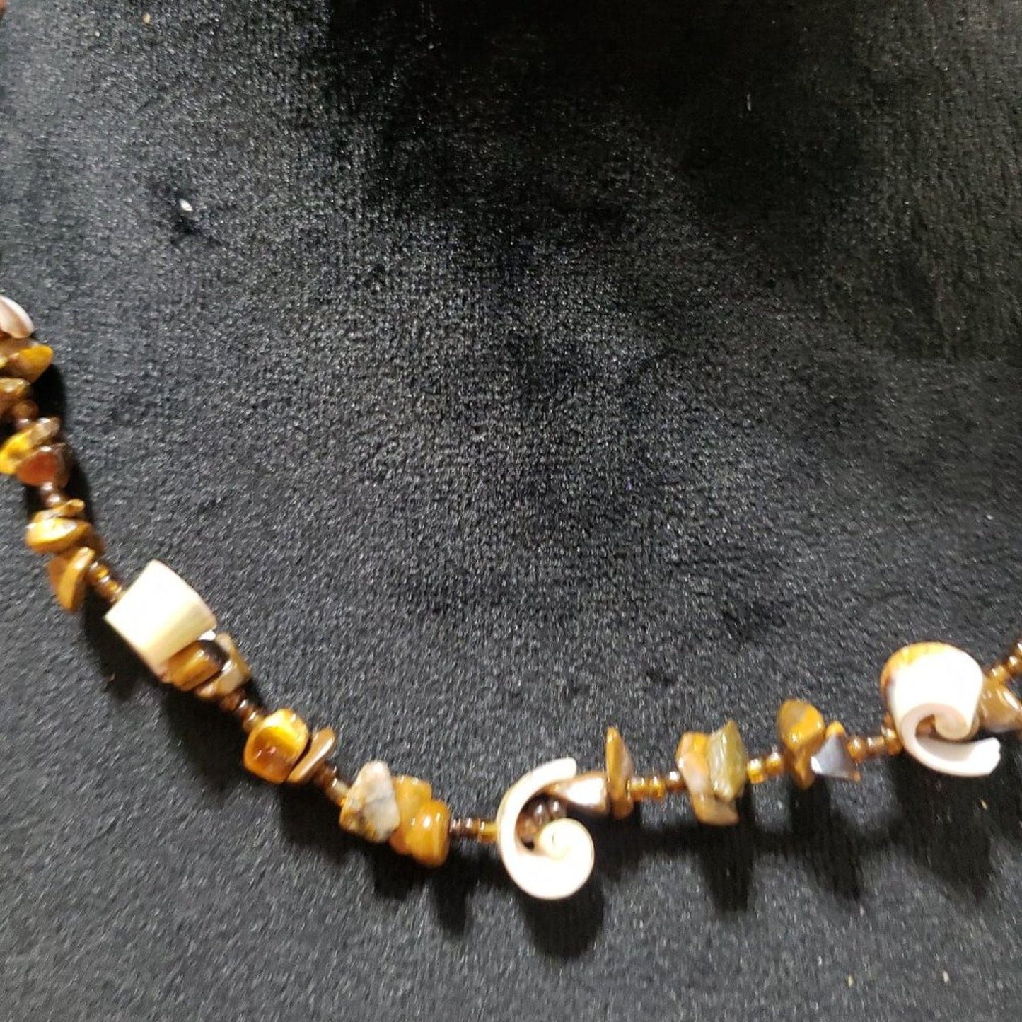 Womens Fashion Handmade Tiger-Eye Small Chips Gemstone Bead Strand Necklace