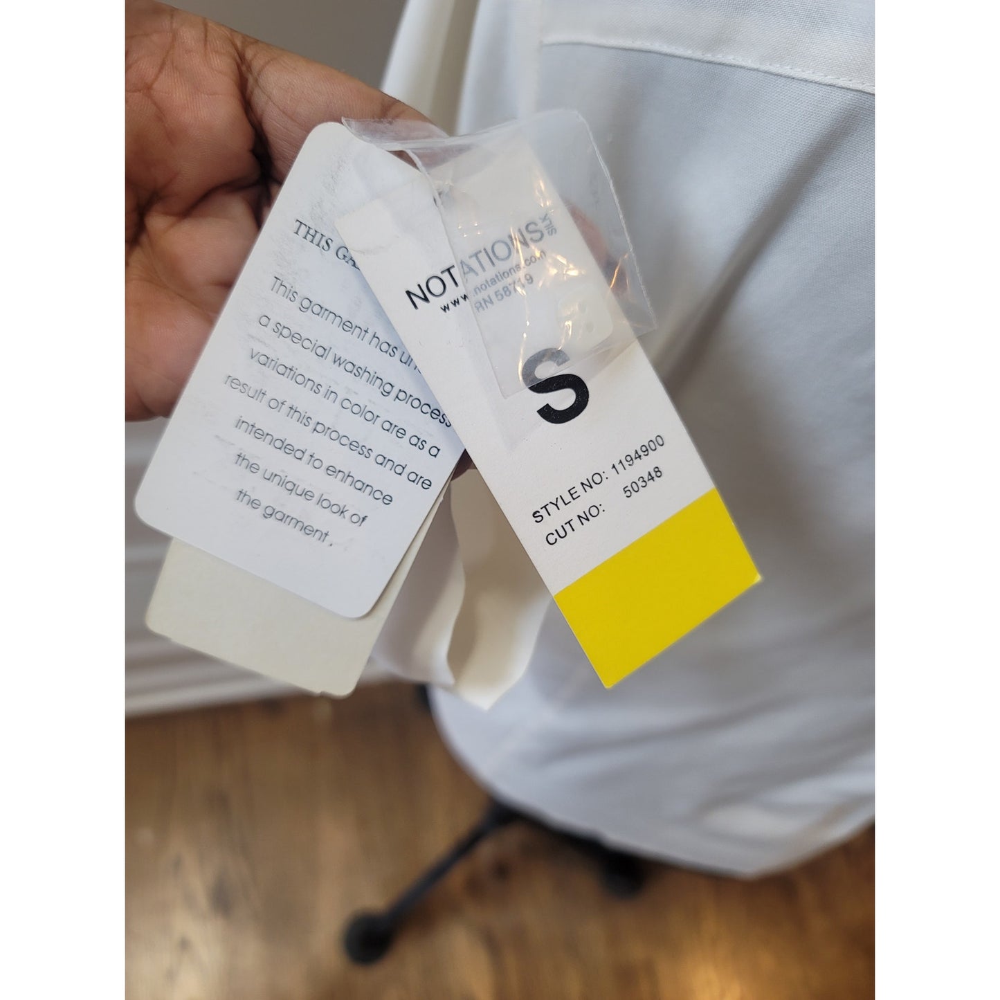 Notations Silk Blouse Women's Small White Button Front Long Sleeve Career Top