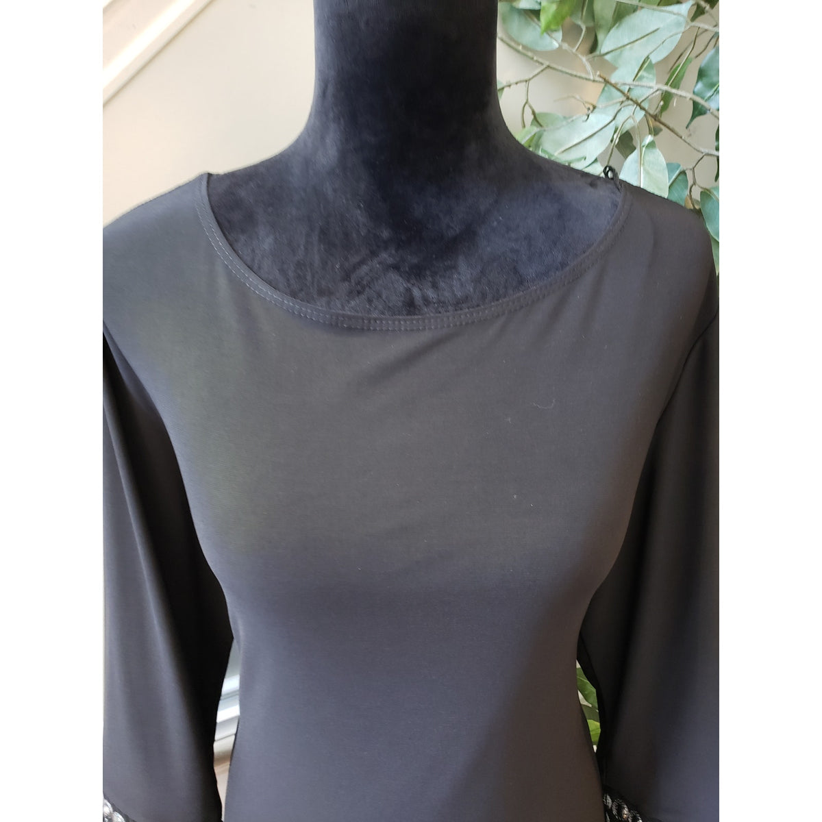 Tiana B. Fit & Flare Dress Women's Size XL Black Studded Round Neck Long Sleeve