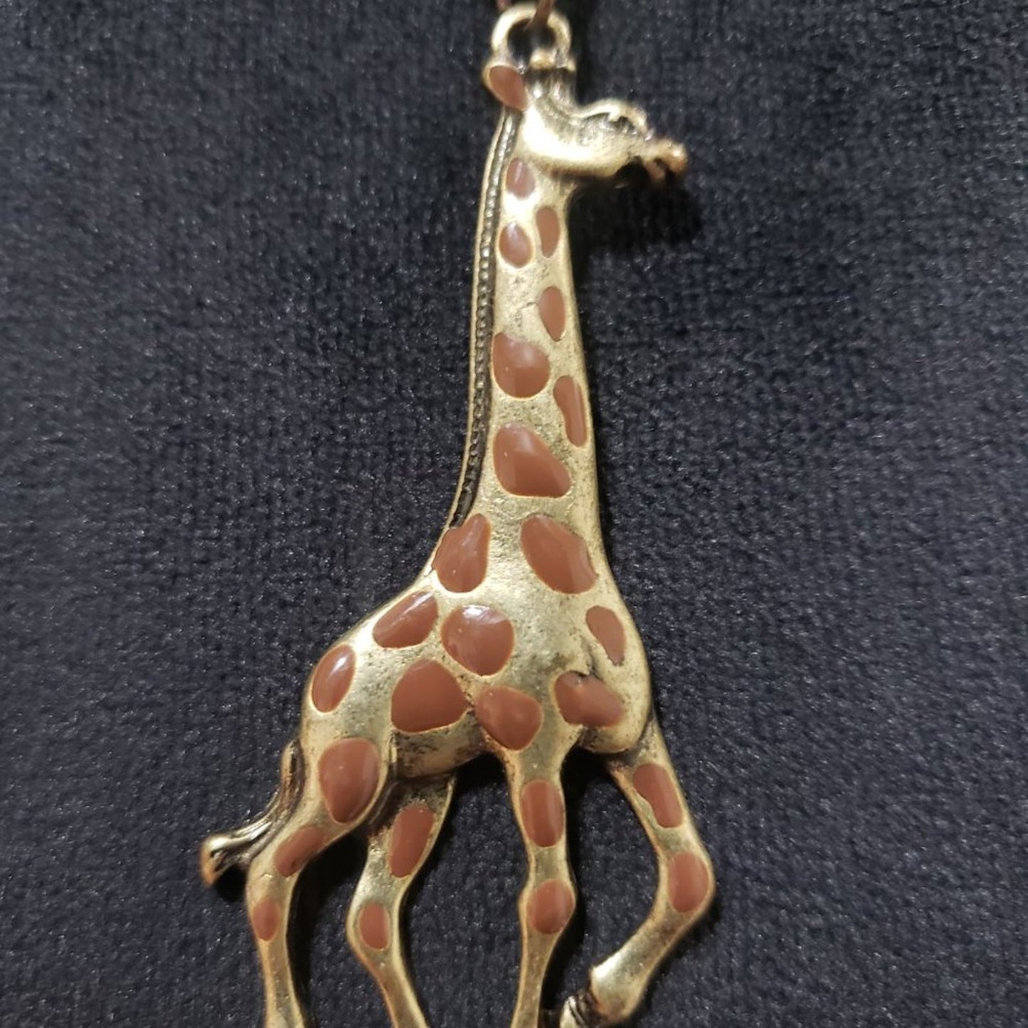Womens Fashion Gold Tone Charm Giraffe Pendant Necklace Caramel Enamel Necklace