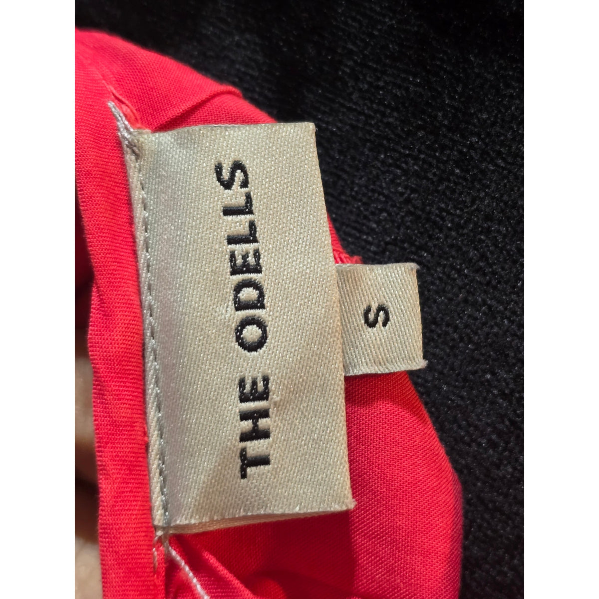 The Odell's Shift Dress Women's Small Coral Red Pleated Back V-Neck Pockets