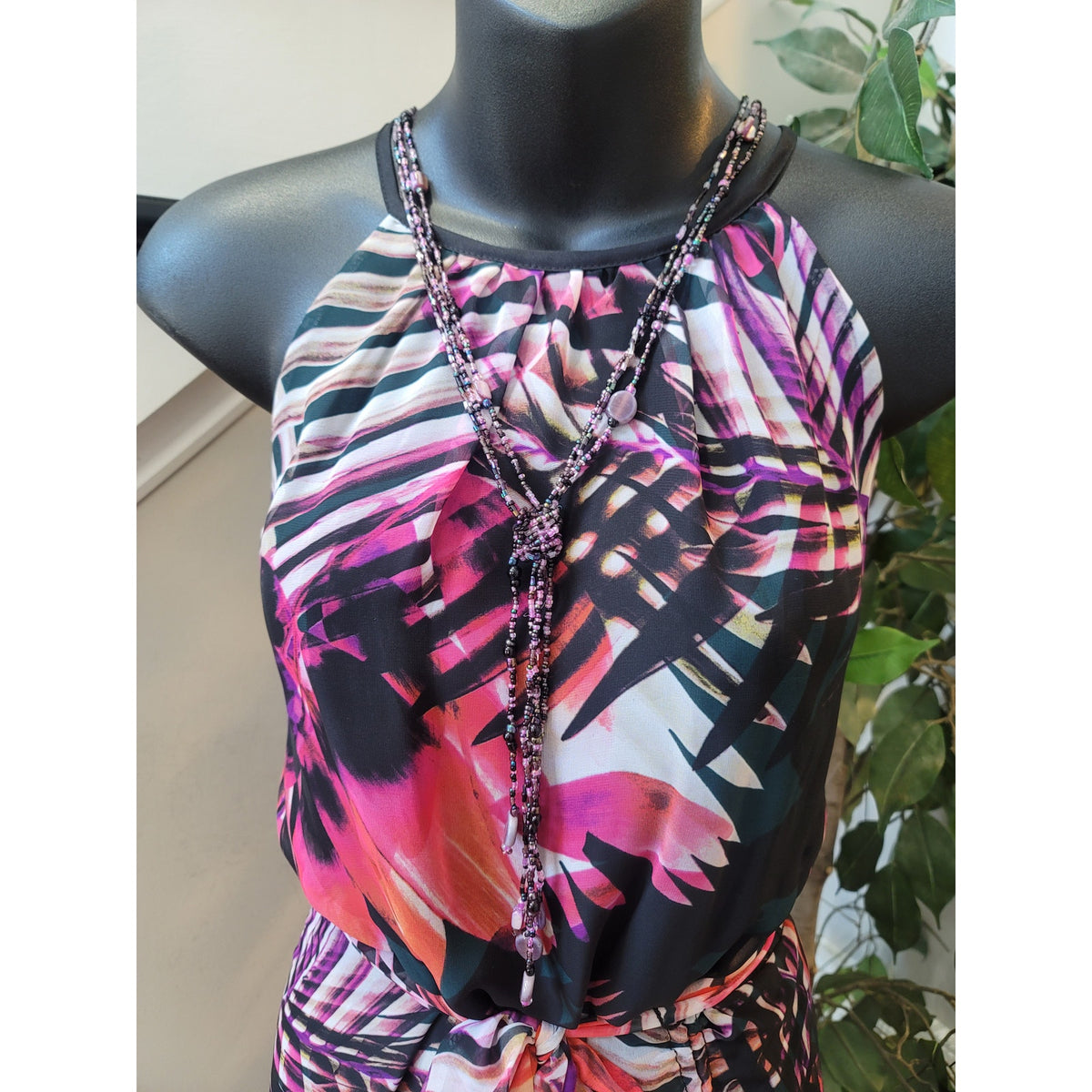 Frank Lyman Montreal Maxi Dress Women's 10 Multicolor 100% Polyester Crew Neck
